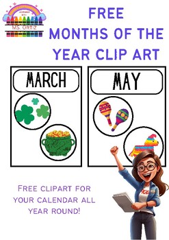 Preview of Free Months of the Year Clipart for Calendar