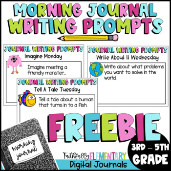 Free Morning Journal Writing Prompts Bell Ringers NO PREP | TpT
