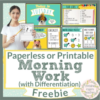 Preview of Free Morning Work Bell Ringers Bell Work Paperless or Printable