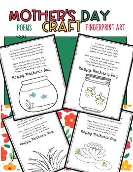 Preview of Free Mother's Day Craft Fingerprint Fun: Heartfelt Crafts with Poems