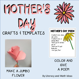 Free Mother's Day Crafts (Jumbo Flower & Poem) Templates A