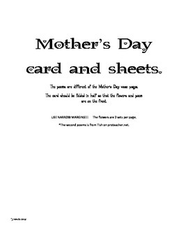 Preview of Free Mother's Day Sheets