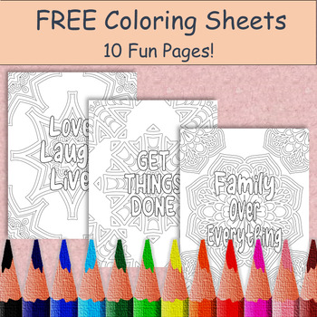Preview of Free Motivational Coloring Pages for Mindfulness and Relaxation for Kids& Adults