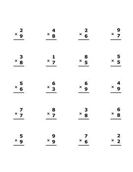 Preview of Free Multiplication Facts Printable Math Practice Worksheet  for Class 2 3 4 5 6