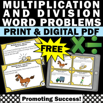 Preview of Free Multiplication and Division Word Problems Practice 3rd Grade Math Review