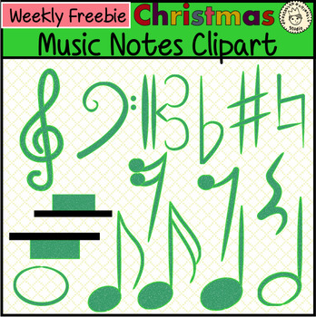 Preview of Free Music Notes and Symbols Clipart | Christmas Themed