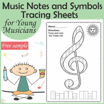 Preview of Free Music Tracing Sheets for Young Musicians