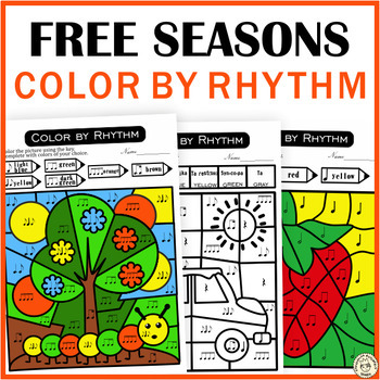 Preview of Free Music Worksheets | Color by Rhythm Sheets | Standard notation