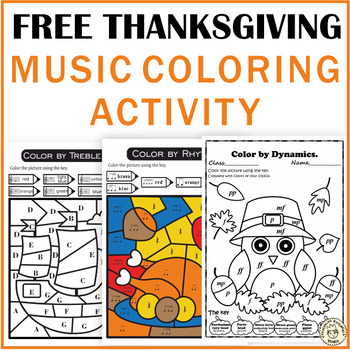 Preview of Free Music Worksheets | Thanksgiving Themed Music Coloring Activity