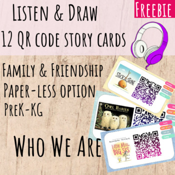 Preview of Free NO PREP Draw & Retell a story QR code cards with differentiated worksheets