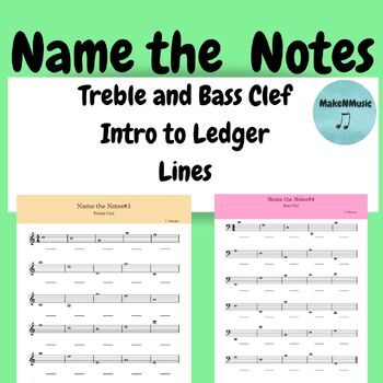 Preview of Music Theory Name the Notes in Treble and Clef Intro to Ledger Lines