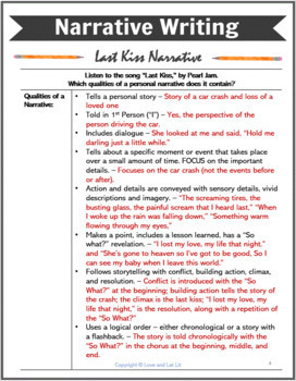 Narrative Writing Lesson with a Song Analysis & Google Drive Version