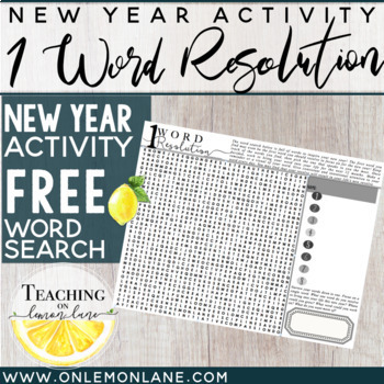 Preview of Free New Year Activities One Word Resolution Word Search New Years 2024 Bulletin