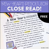 Free New Year's Resolution Close Read Passage