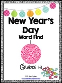 New Years Day Word Find and ELA Word Work