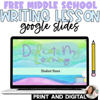 Preview of Free No Prep Dedication Paragraph Writing Lesson | ELA Digital Resources & Print