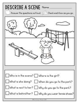 wh questions no prep freebie describe a scene print and go worksheets