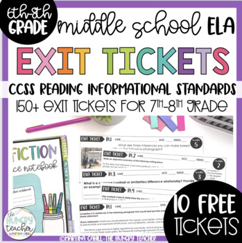 Preview of Free Nonfiction Reading Exit Tickets Assessment Quiz | 6th 7th and 8th