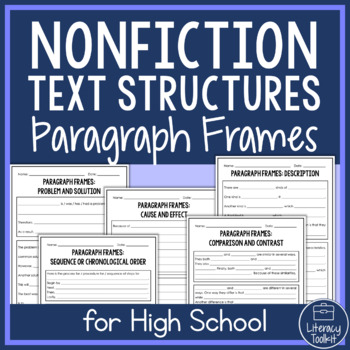 Preview of FREE Nonfiction Text Structures Paragraph Frames for Reading and Summarizing