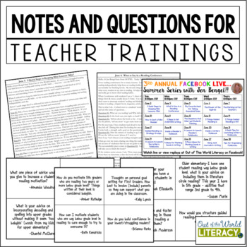Preview of Free Notes and Literacy Training for Teachers!
