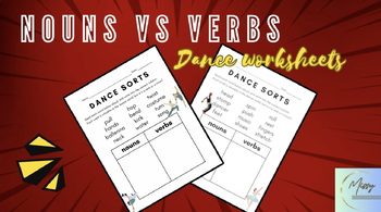 Preview of Free Nouns Vs. Verbs Dance Vocabulary Worksheets