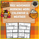 Free November Morning Work Daily Calendar/Weather PreK Kin