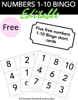 Preview of Free Number Bingo (Numbers 1-10)