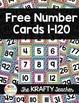 Preview of Number Cards 1-120 - FREE