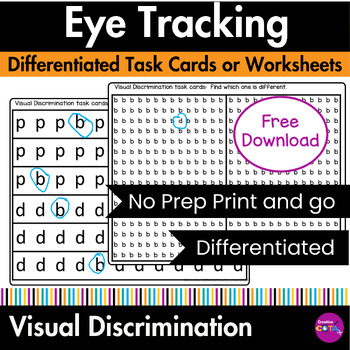 Preview of Occupational Therapy Free Visual Discrimination Eye Tracking Activity Task Cards