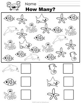 free ocean animals numbers 1 20 worksheets by little fun schoolhouse