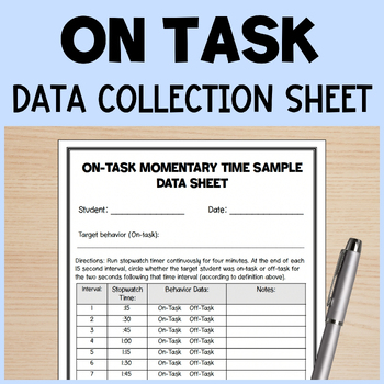 Preview of Free On Task Data Collection Sheet - Interval Behavior Data Tracker