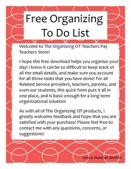 Preview of Organizing Tool - To Do List