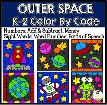 Preview of Free Outer Space Color By Code K-2