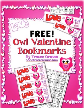 Preview of Valentine's Day Free Owl Bookmarks