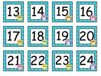 free owl calendar numbers by ella jane teaching tpt