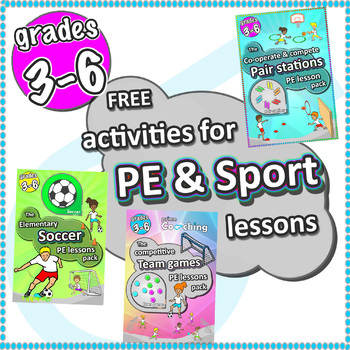 Preview of Free PE Sport Lesson ideas › Pair Stations, Soccer lesson & Team Game grades 3-6