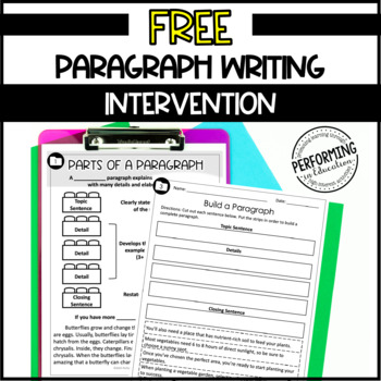 Preview of Free Paragraph Writing Intervention | How to Write a Paragraph | 3 Free Lessons