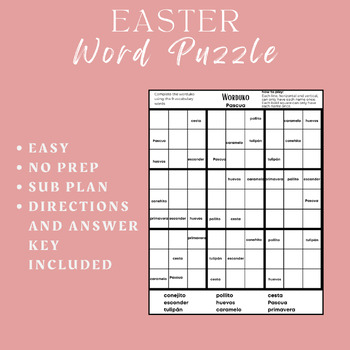 Preview of FREEBIE Pascua Word Puzzle Activity Easter