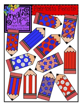 Preview of {Free} Patriotic Pencils Clipart