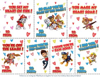 Preview of Free Paw Patrol Valentine Cards