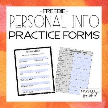 Preview of Free Personal Information Practice Forms