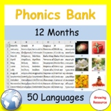 Free! Phonics Bank: 12 months in 50 languages
