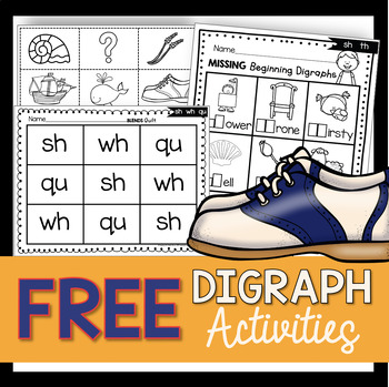 Preview of Free Phonics Worksheets - Digraphs - Cut and Paste Literacy Centers First Grade