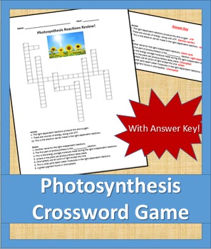 Preview of Free Photosynthesis Vocabulary Review Crossword Game