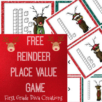 Preview of Free Place Value Christmas Math Activities | Reindeer Place Value Activities