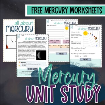 Preview of Free Planet Mercury Space Worksheets