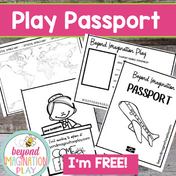 Preview of Free Play Passport | Passports Kids Printables | Around the World | Pretend Play