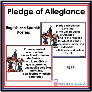 Preview of Free Pledge of Allegiance  Posters in English and Spanish