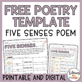 Free Poem Template | Five Senses Poetry Writing Activity |