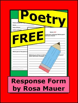 Free Poetry Response Form by Rosa Mauer | Teachers Pay Teachers